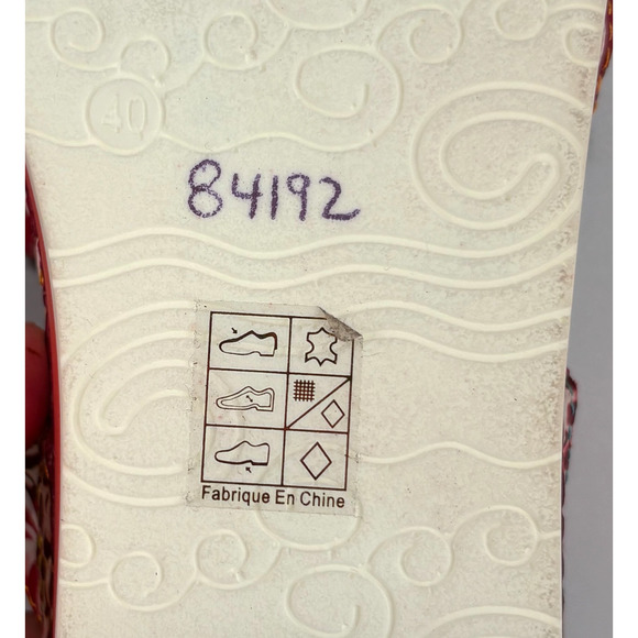 New L'Artiste Spring Step Womens Caiman Leather Wedge Slide Sandals Red 40M 9M - Picture 8 of 13